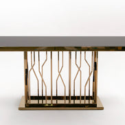 Marston Modern Black Glass & Rosegold Dining Table - image 5