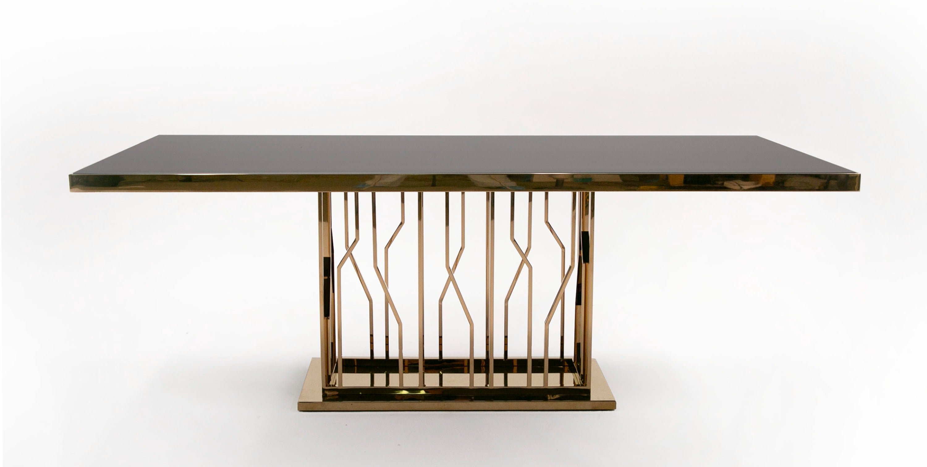 Marston Modern Black Glass & Rosegold Dining Table - image 5