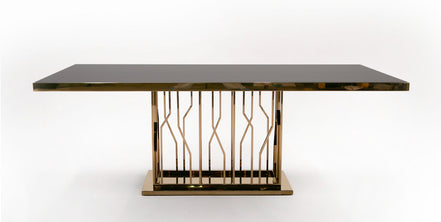 Marston Modern Black Glass & Rosegold Dining Table - image 5