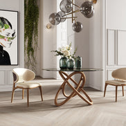 Mason Modern Round Glass & Walnut Dining Table