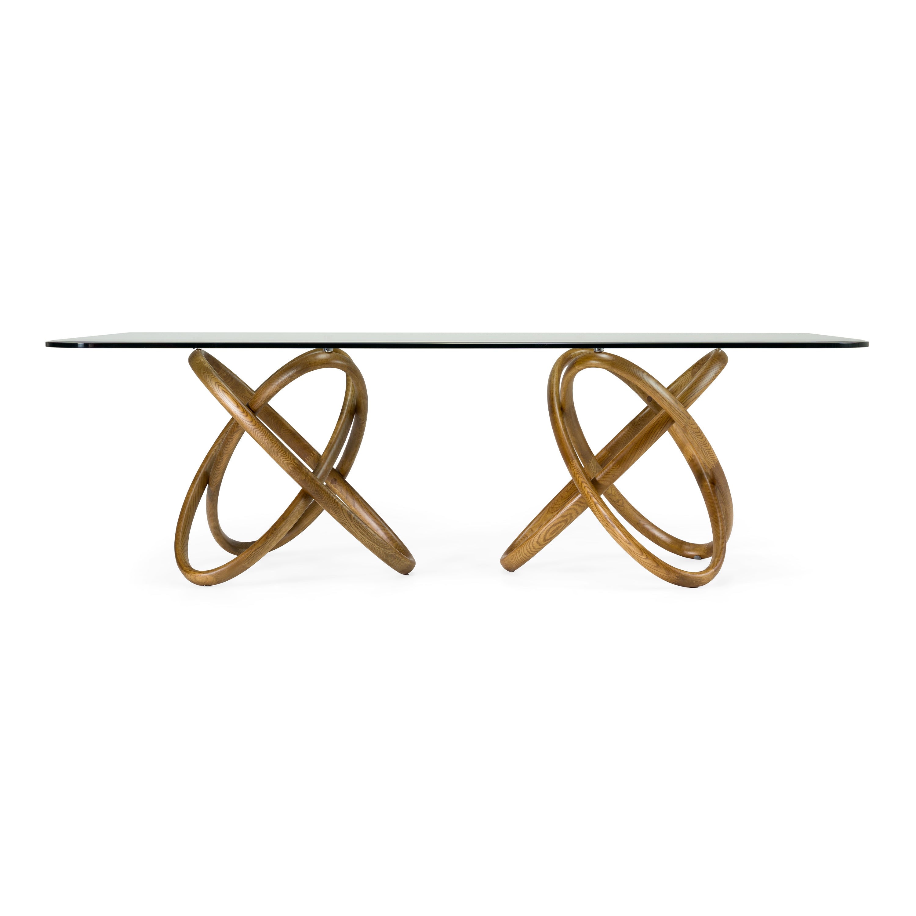 Mason Modern Glass & Walnut Dining Table - image 5