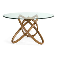 Mason Modern Round Glass & Walnut Dining Table - image 4