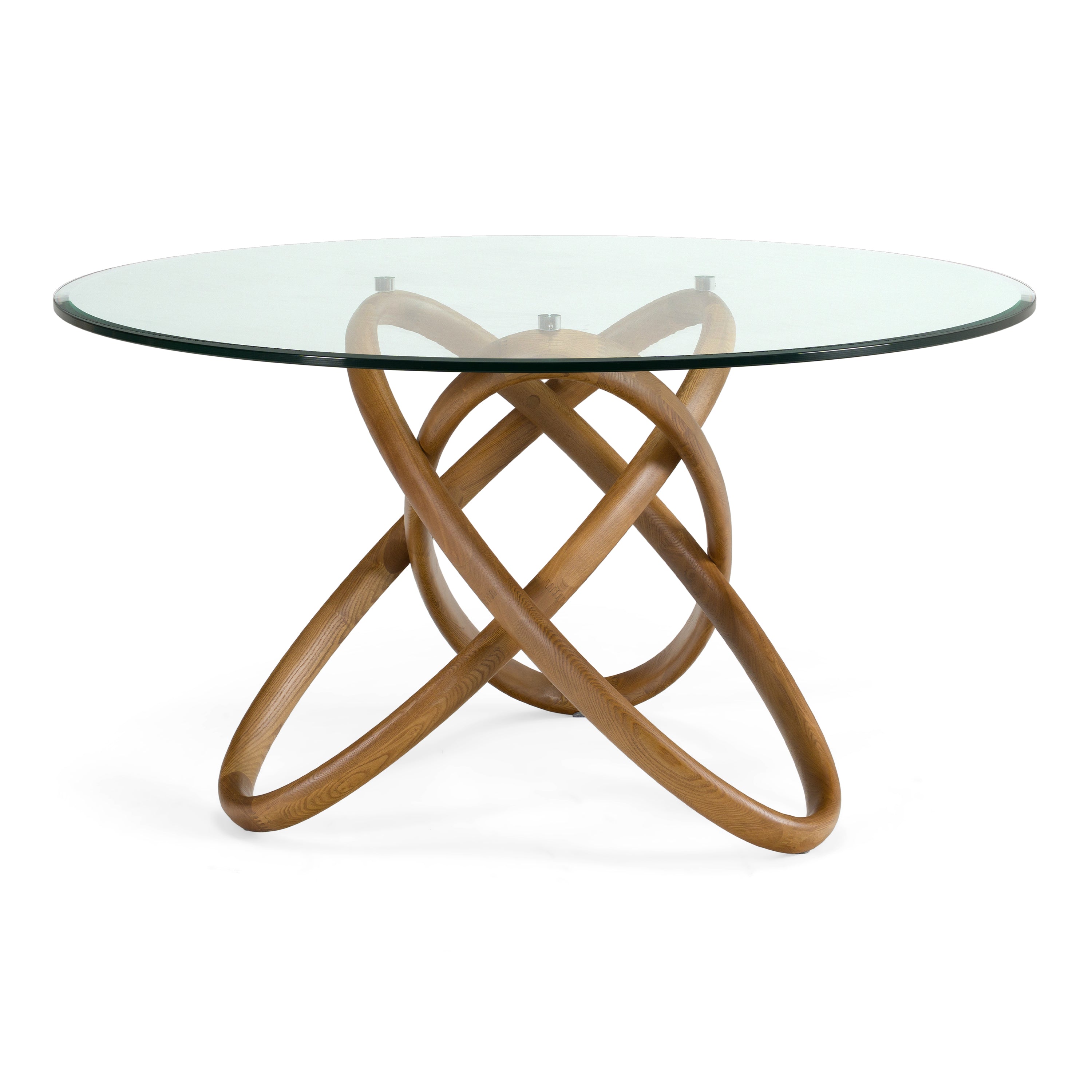 Mason Modern Round Glass & Walnut Dining Table - image 4