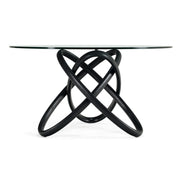 Mason Modern Round Glass & Black Ash Dining Table