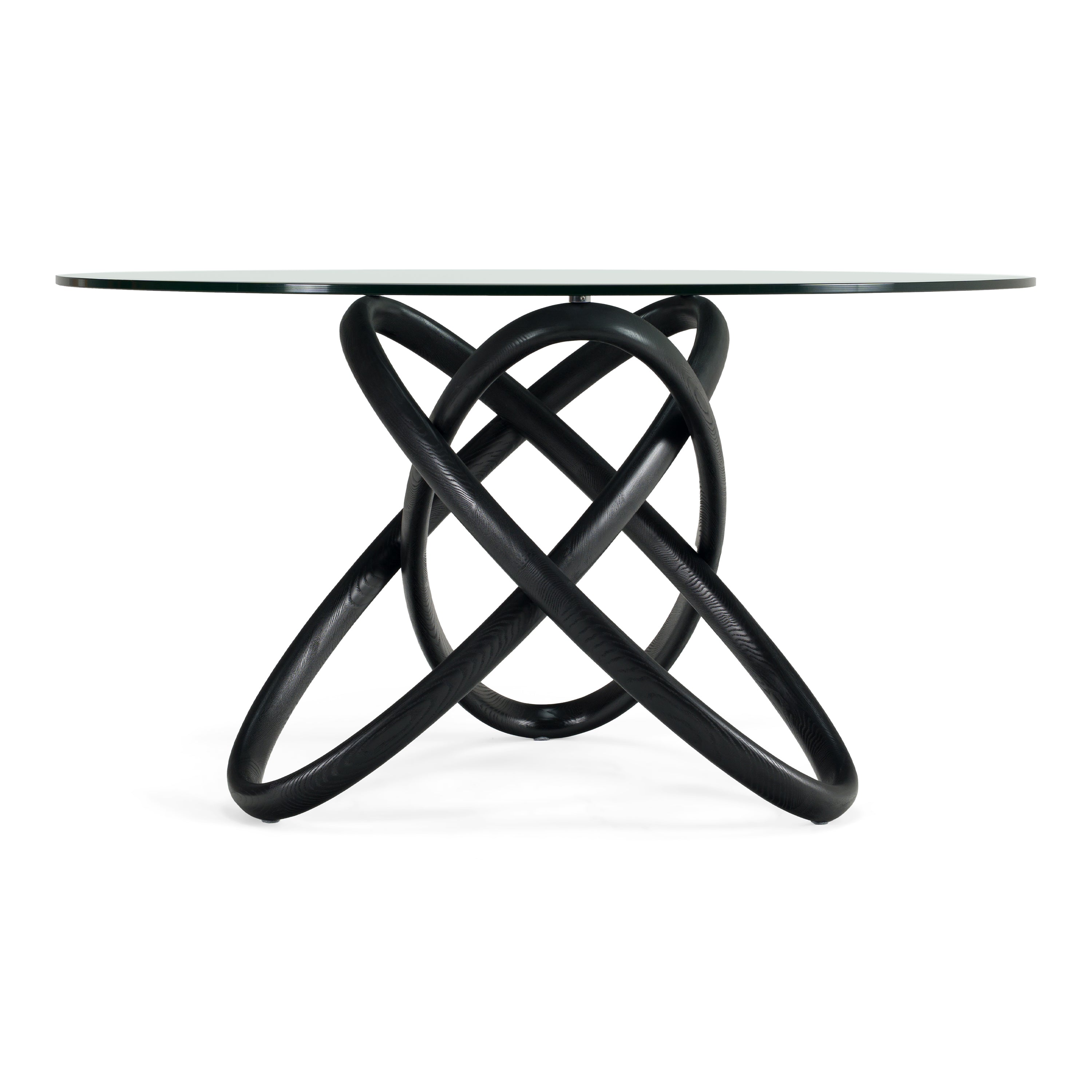 Mason Modern Round Glass & Black Ash Dining Table