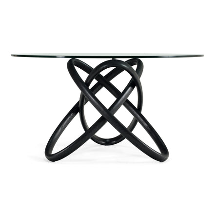 Mason Modern Round Glass & Black Ash Dining Table