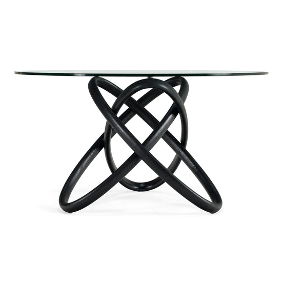 Mason Modern Round Glass & Black Ash Dining Table