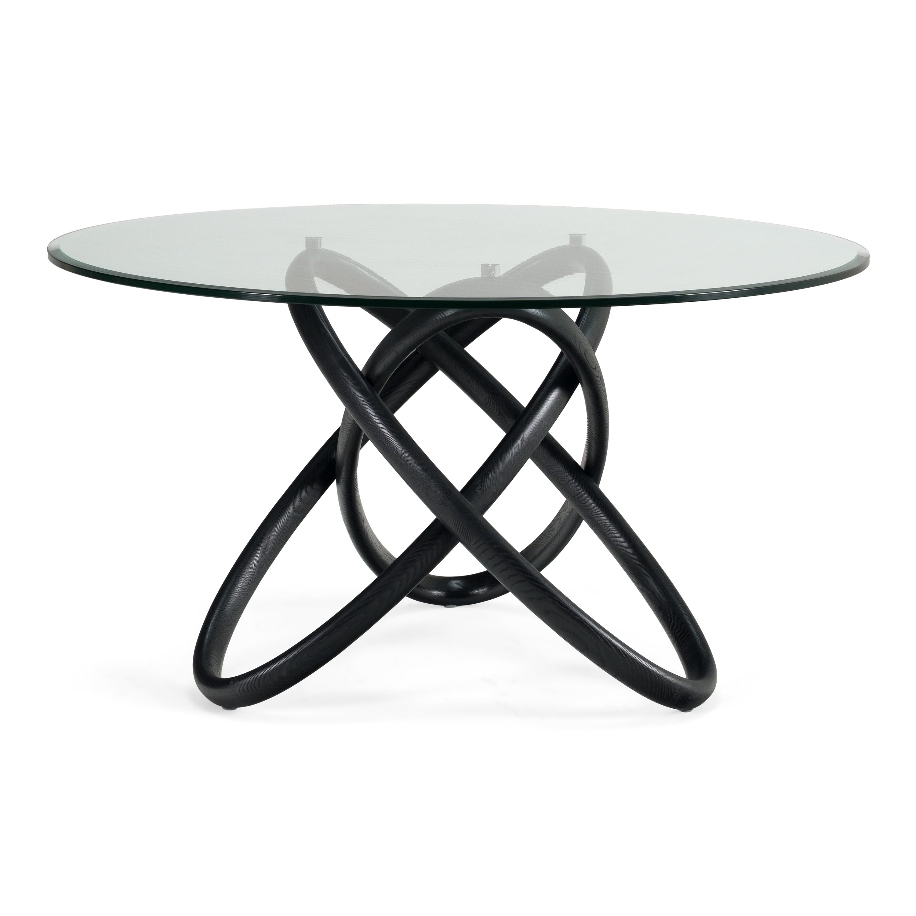 Mason Modern Round Glass & Black Ash Dining Table - image 2