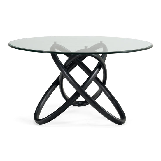 Mason Modern Round Glass & Black Ash Dining Table - image 2