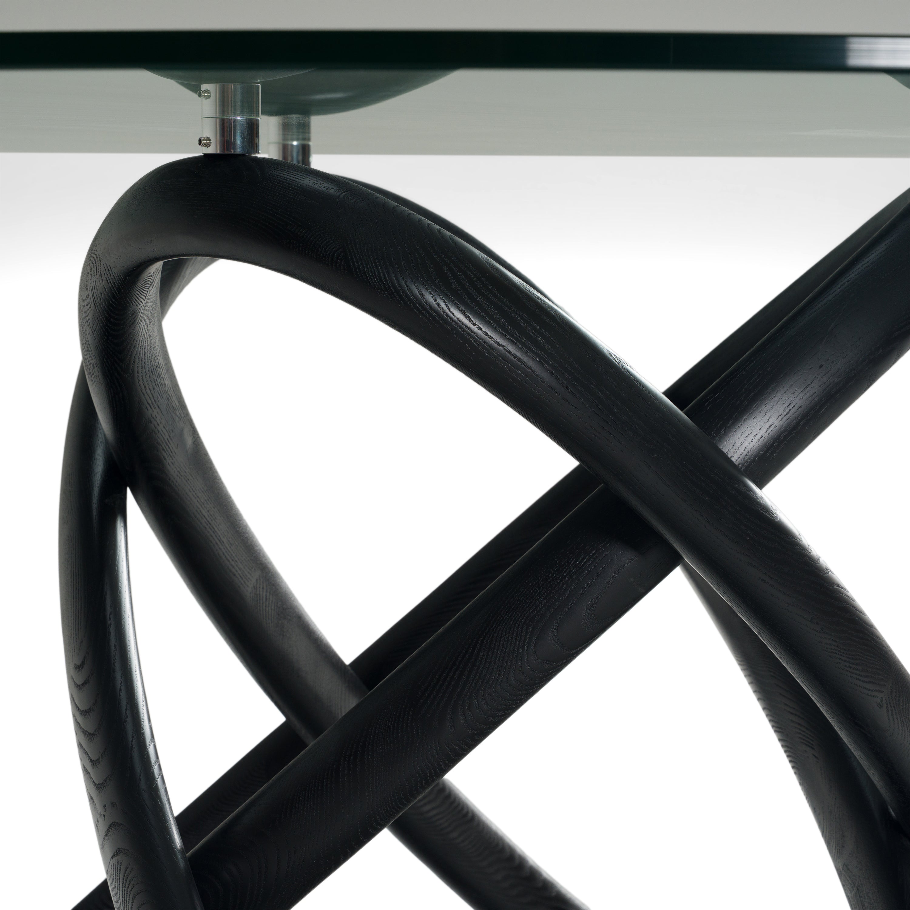 Mason Modern Round Glass & Black Ash Dining Table - image 3