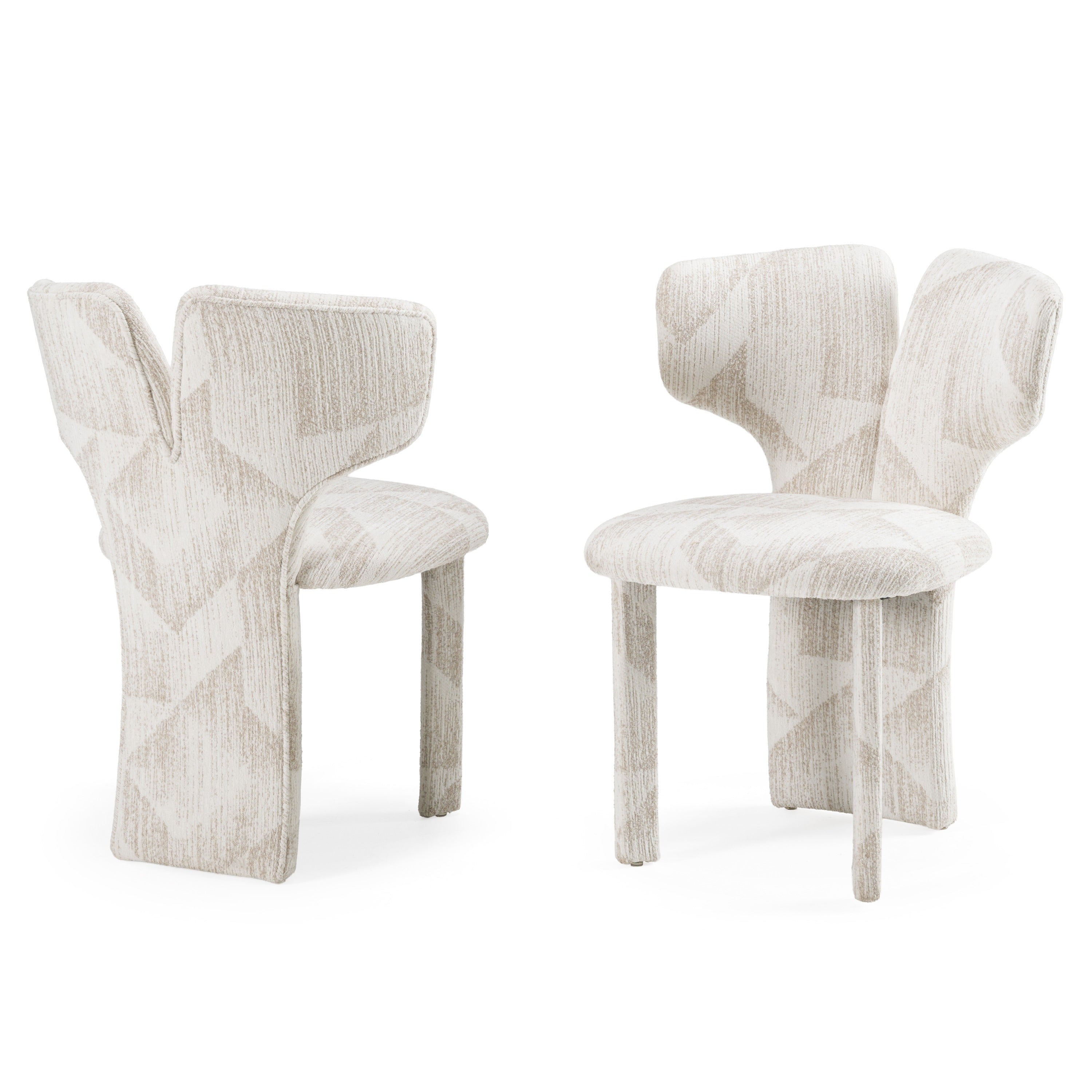 Masuda - Modern Beige Pattern Fabric Dining Chair (Set of 2) - image 3