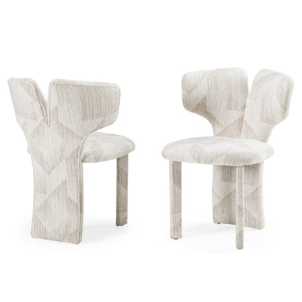 Masuda - Modern Beige Pattern Fabric Dining Chair (Set of 2) - image 3