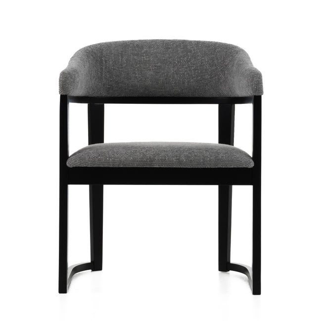 Maury - Modern Grey Fabric + Black Dining Chair