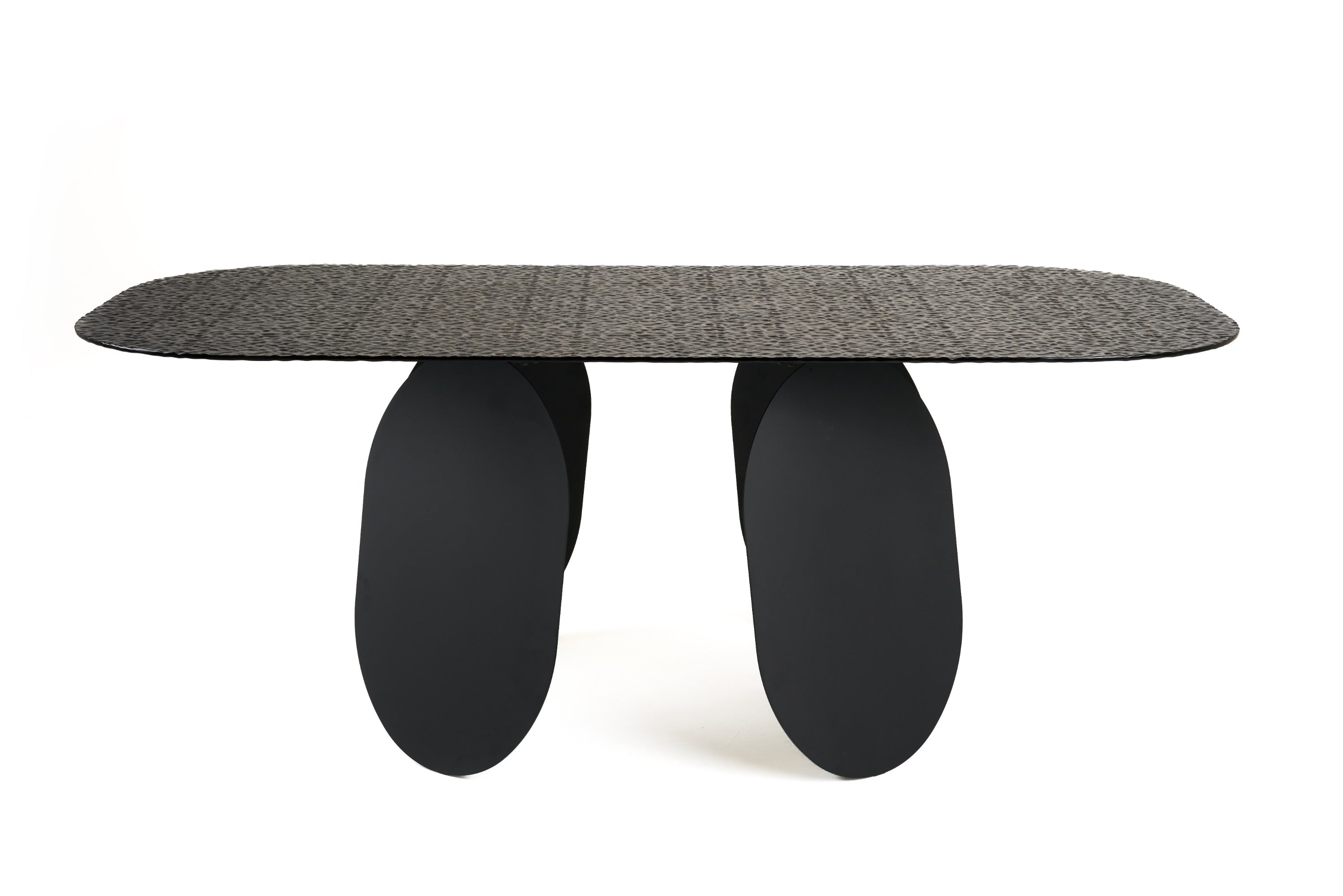 Maxine - Modern Hammered Grey Glass Rectangular Dining Table - image 3