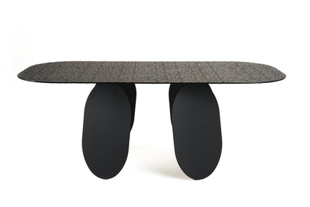 Maxine - Modern Hammered Grey Glass Rectangular Dining Table - image 3
