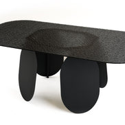 Maxine - Modern Hammered Grey Glass Rectangular Dining Table - image 4