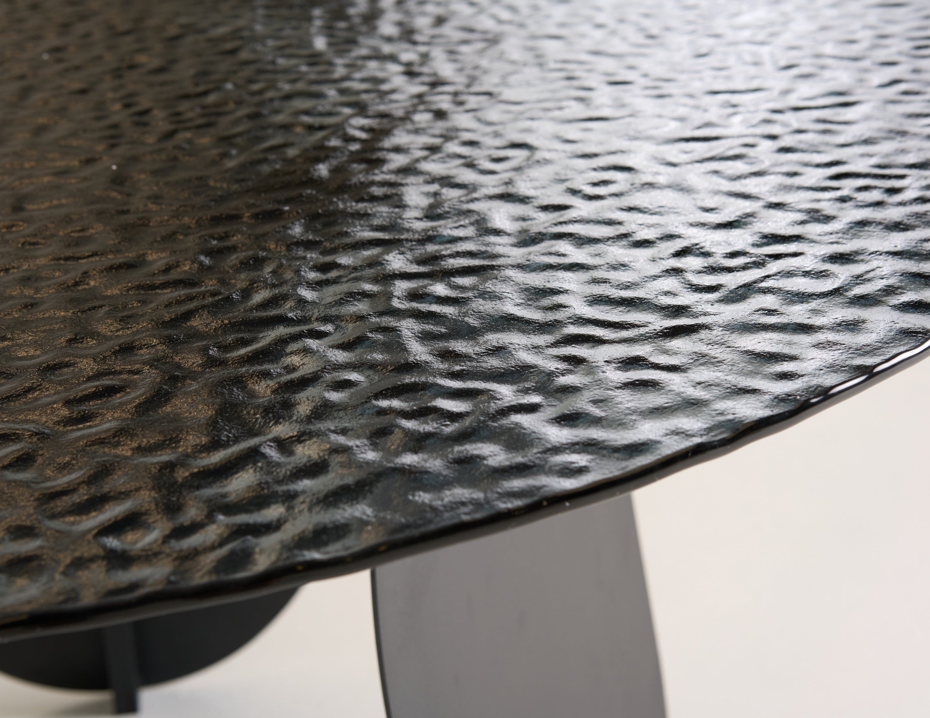 Maxine - Modern Hammered Grey Glass Round Dining Table - image 3