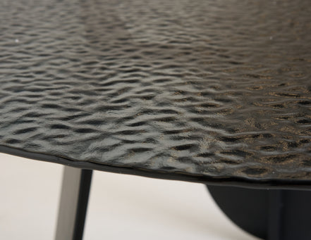 Maxine - Modern Hammered Grey Glass Round Dining Table - image 4