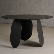 Maxine - Modern Hammered Grey Glass Round Dining Table - image 5