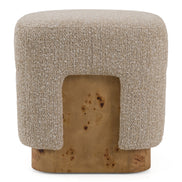 Mayfair - Contemporary Beige Fabric + Burl Square Ottoman - image 4