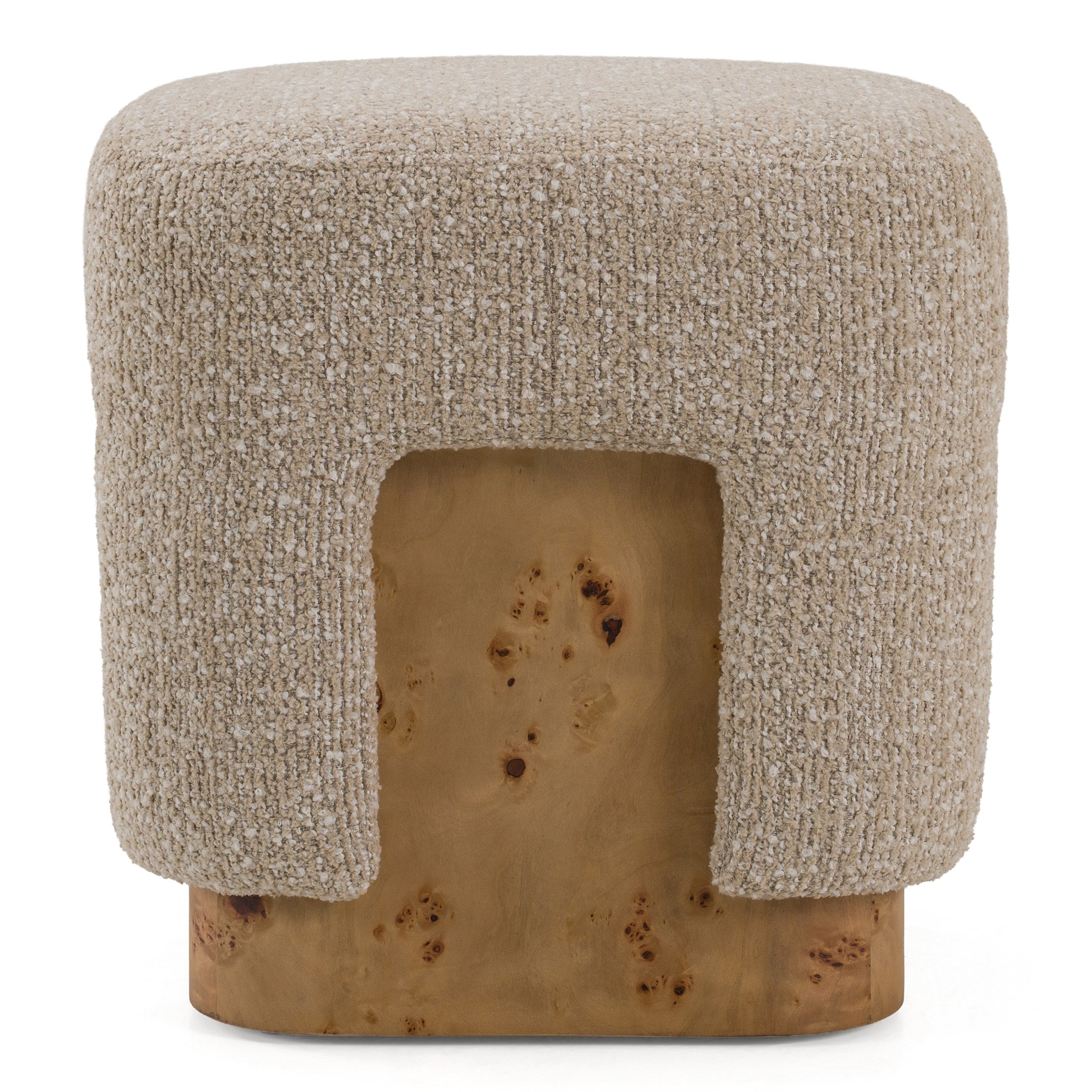 Mayfair - Contemporary Beige Fabric + Burl Square Ottoman - image 4