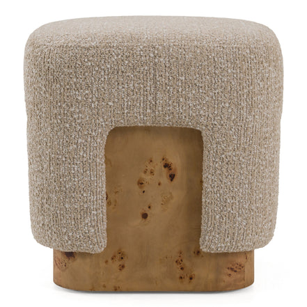 Mayfair - Contemporary Beige Fabric + Burl Square Ottoman - image 4