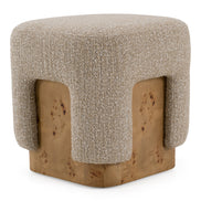 Mayfair - Contemporary Beige Fabric + Burl Square Ottoman - image 5