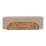 Mayfair - Contemporary Beige Fabric + Burl Bench Ottoman - image 5