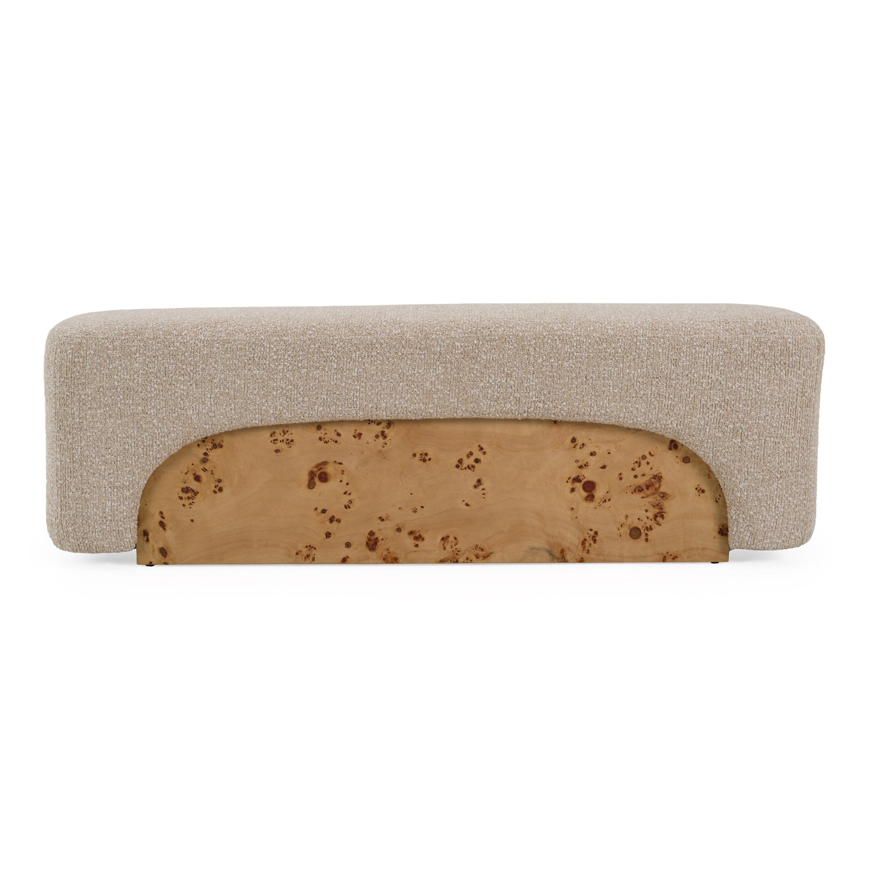 Mayfair - Contemporary Beige Fabric + Burl Bench Ottoman - image 5