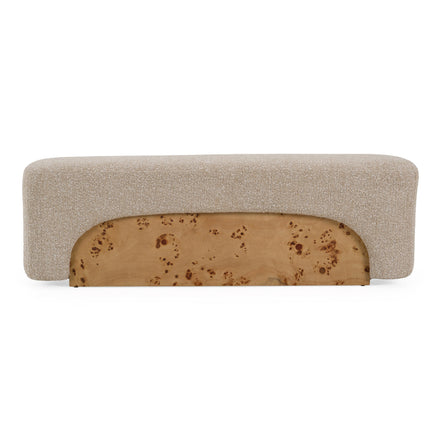 Mayfair - Contemporary Beige Fabric + Burl Bench Ottoman - image 5