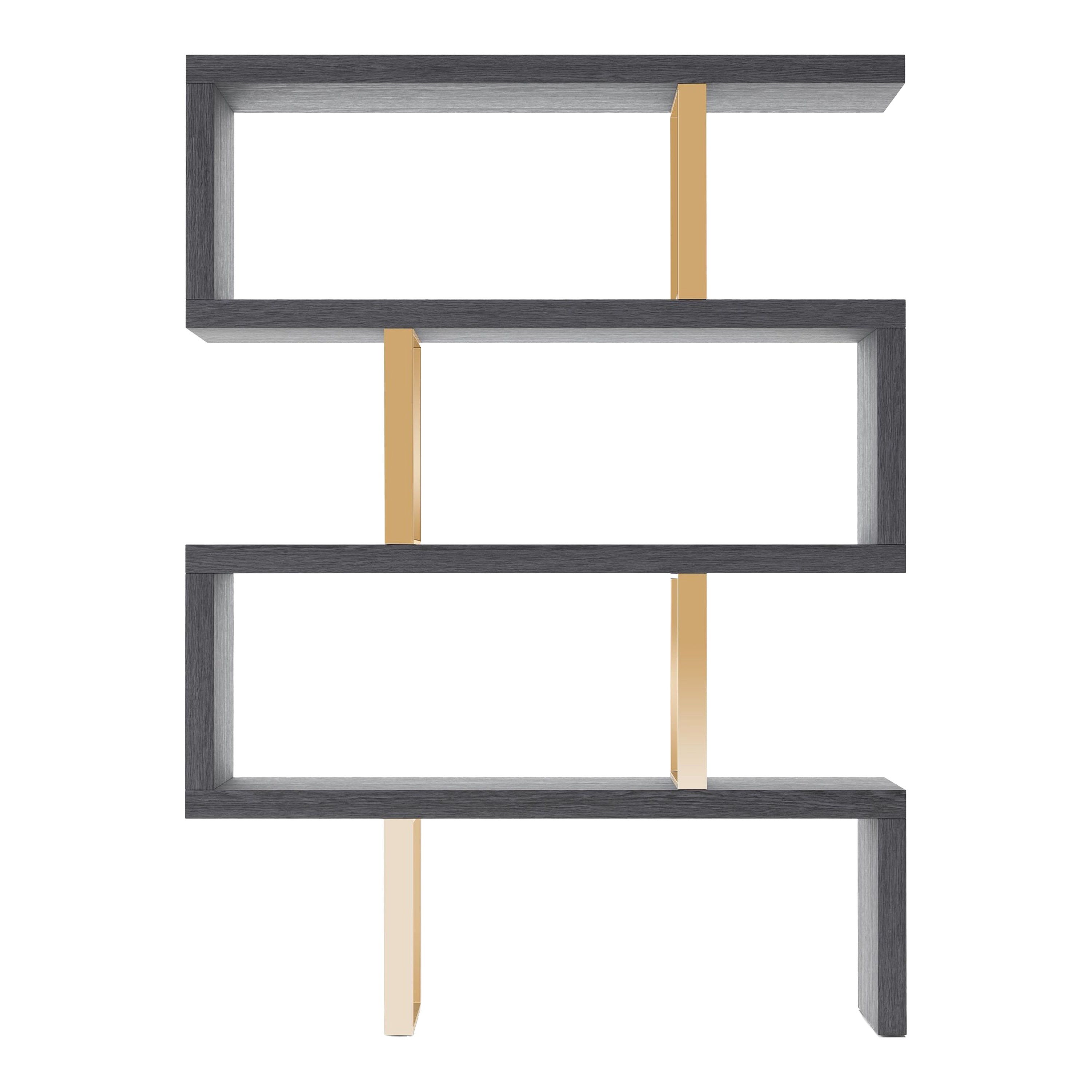 Maze - Elm Grey & Gold Bookcase - image 4