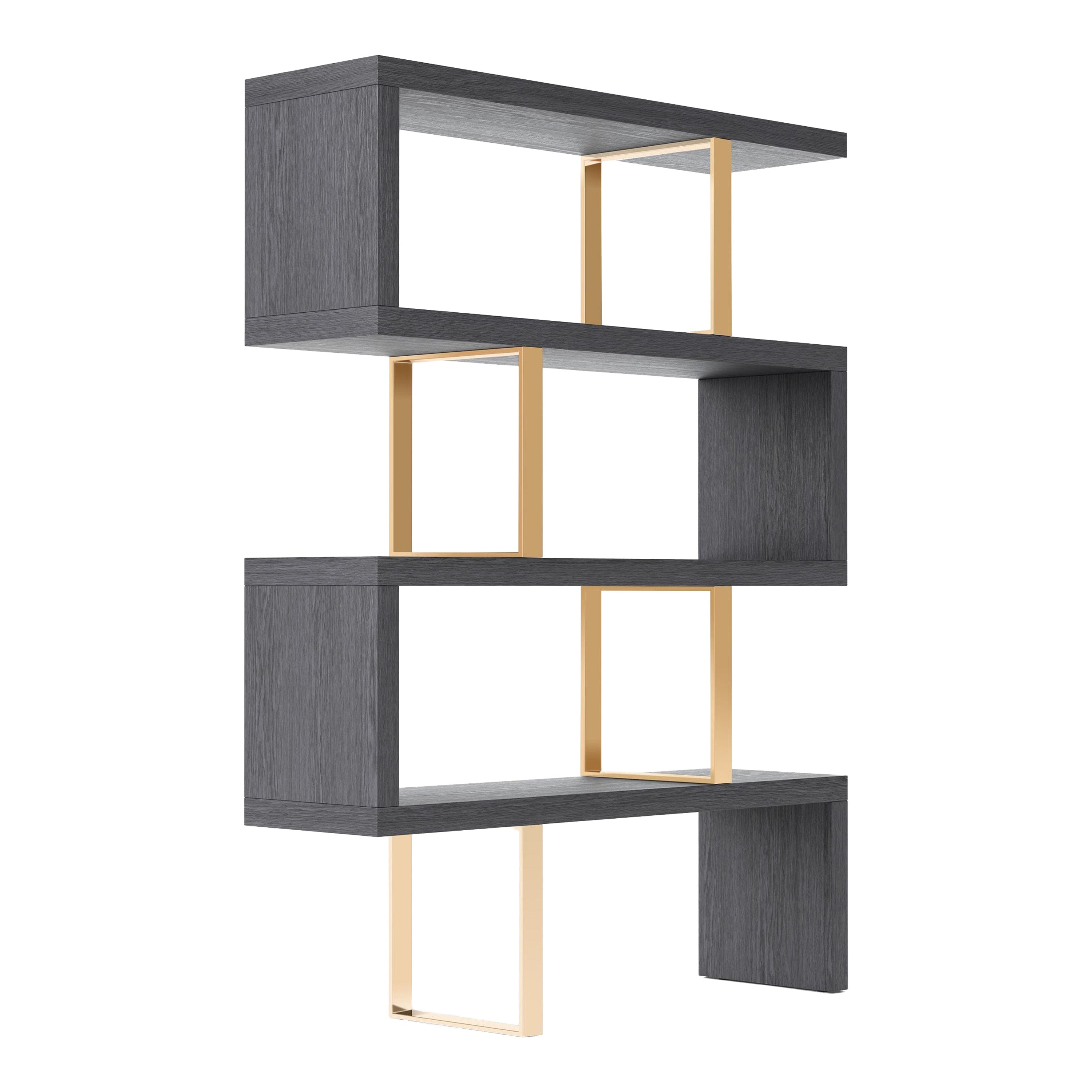 Maze - Elm Grey & Gold Bookcase - image 5