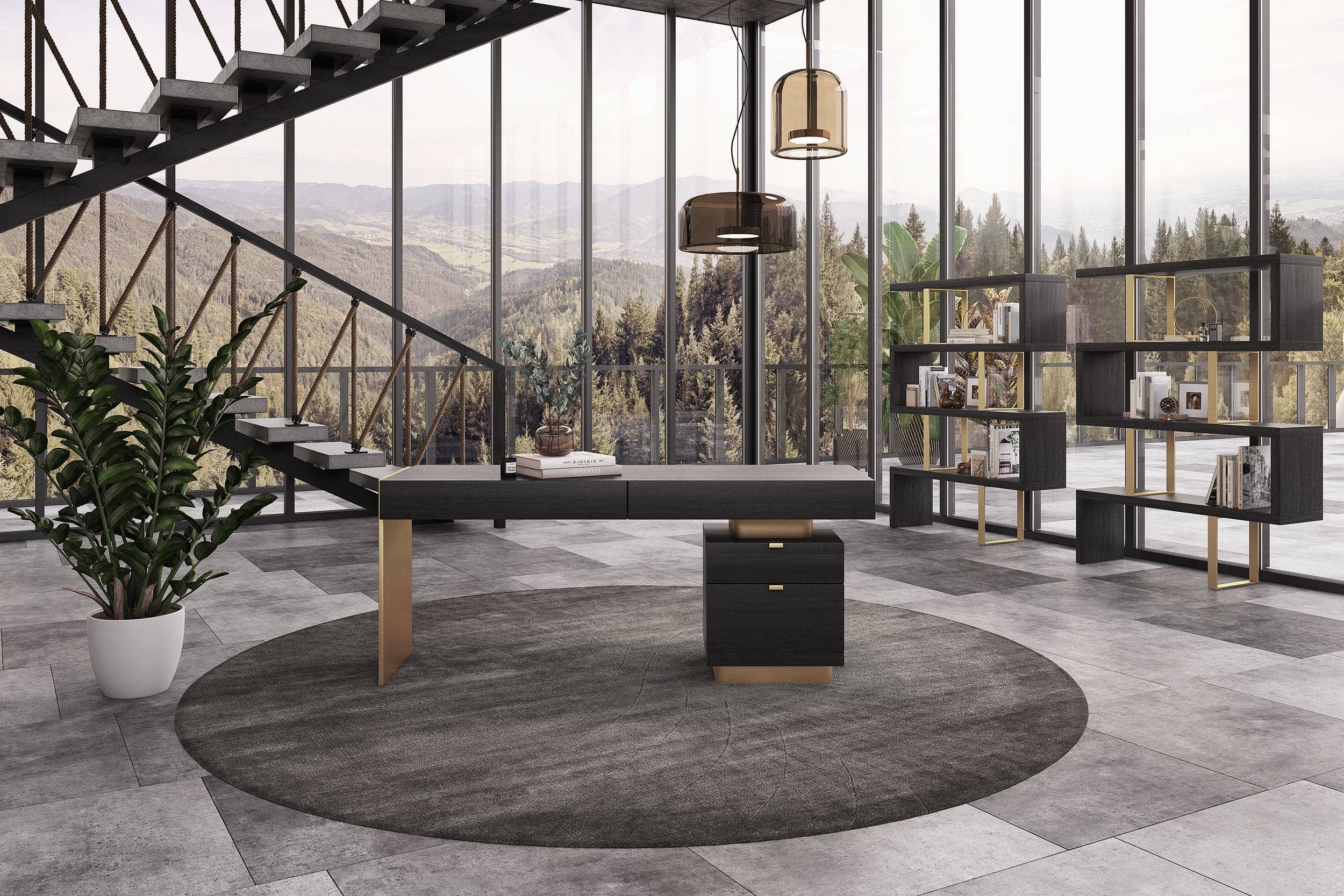 Maze - Elm Grey & Gold Bookcase - image 2