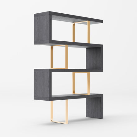 Maze - Elm Grey & Gold Bookcase - image 3