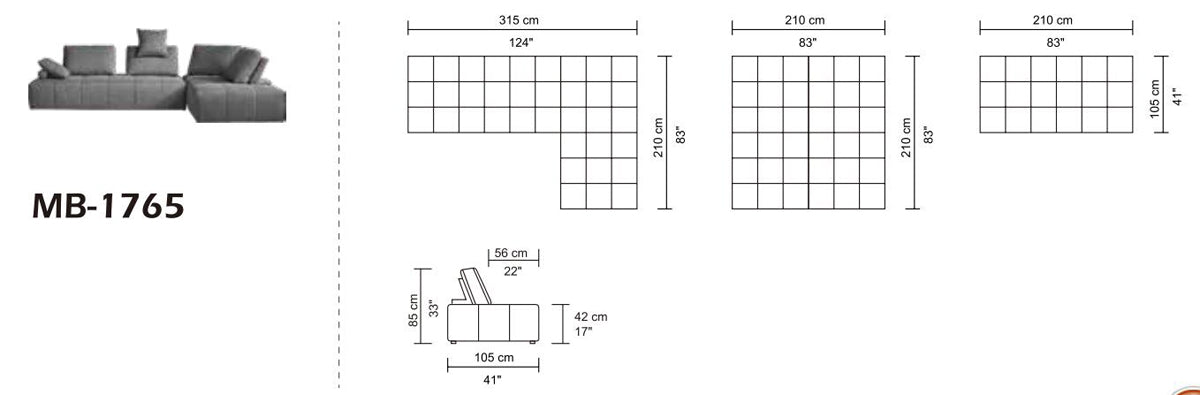 Edgar - Modern Grey Fabric Modular Sectional Sofa - image 5