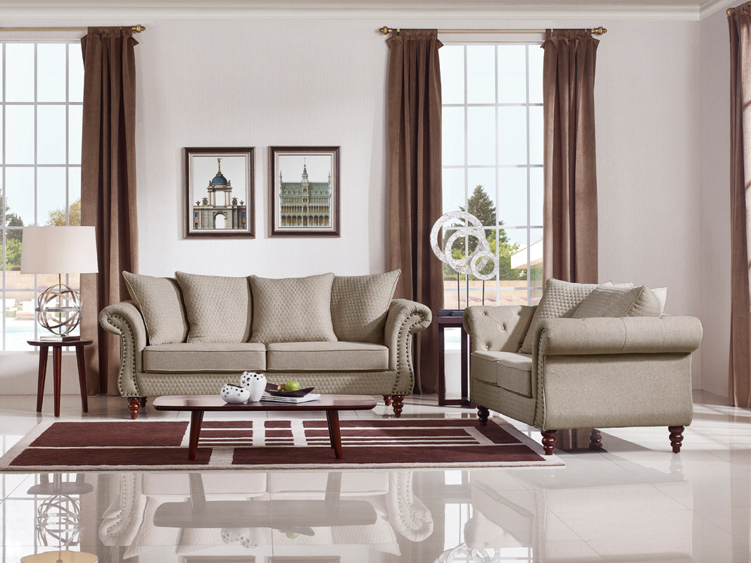 Nadine Transitional Beige Fabric Loveseat - image 2