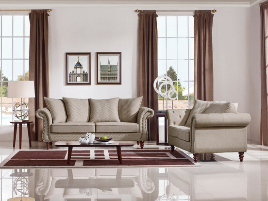 Nadine Transitional Beige Fabric Loveseat - image 2