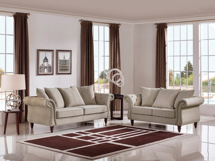 Nadine Transitional Beige Fabric Loveseat