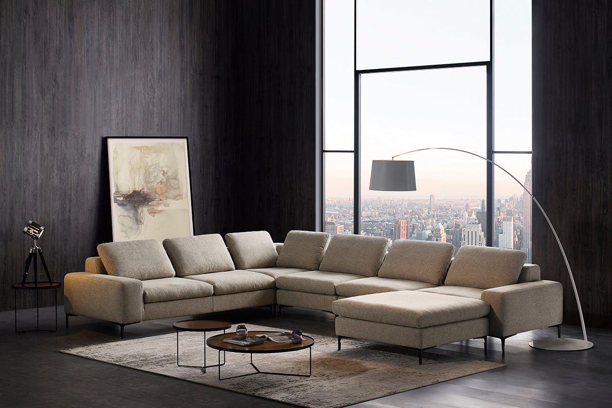Cascade - Modern Beige Fabric U Shaped Sectional Sofa - image 2