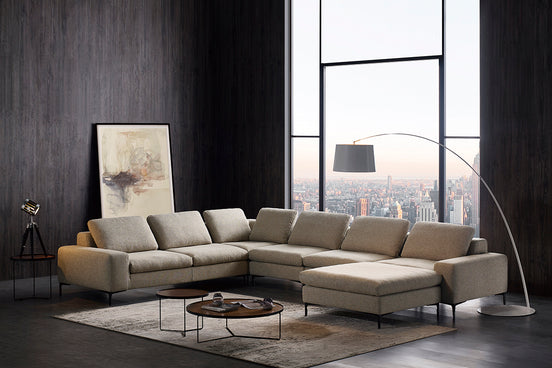Cascade - Modern Beige Fabric U Shaped Sectional Sofa - image 2