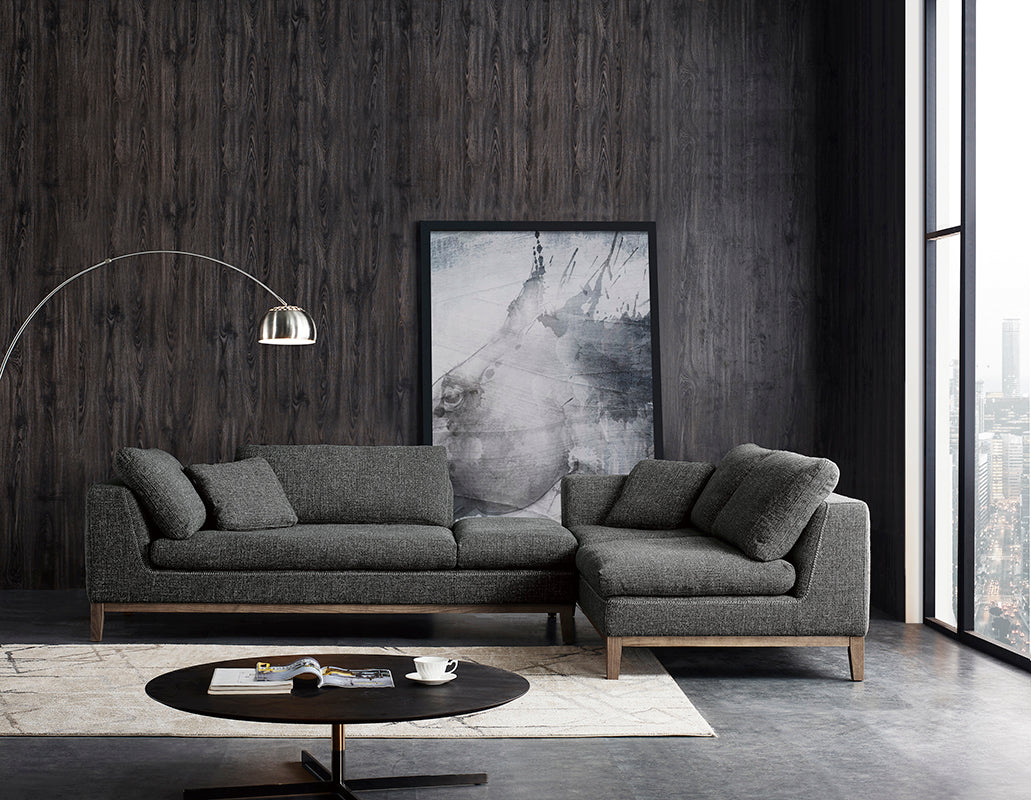 Hickman - Modern Dark Grey Fabric Right Facing Sectional Sofa - image 2