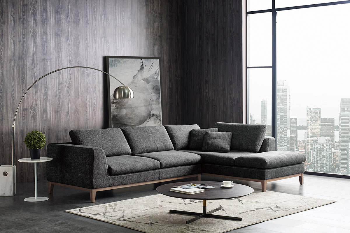 Hickman - Modern Dark Grey Fabric Right Facing Sectional Sofa - image 3