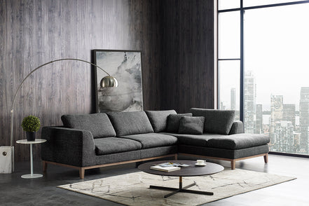 Hickman - Modern Dark Grey Fabric Right Facing Sectional Sofa - image 3