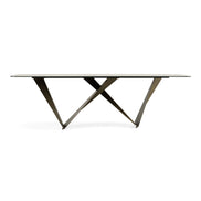 Melanie - Modern White Ceramic & Brushed Brown Dining Table - image 3