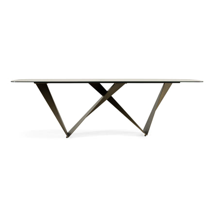 Melanie - Modern White Ceramic & Brushed Brown Dining Table - image 3