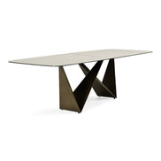 Melanie - Modern White Ceramic & Brushed Brown Dining Table - image 4