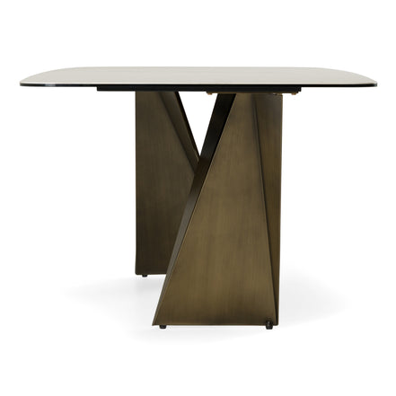 Melanie - Modern White Ceramic & Brushed Brown Dining Table - image 5