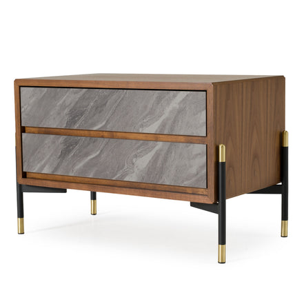 Metcalf - Mid-Century Walnut & Grey Nightstand - image 2