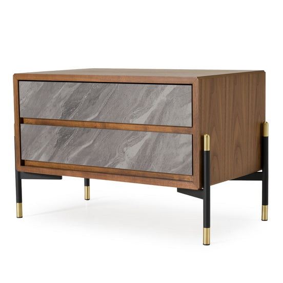 Metcalf - Mid-Century Walnut & Grey Nightstand - image 2