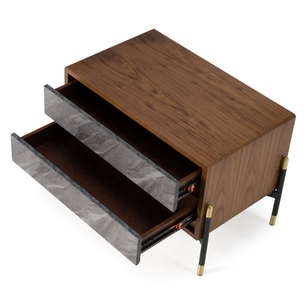 Metcalf - Mid-Century Walnut & Grey Nightstand - image 4